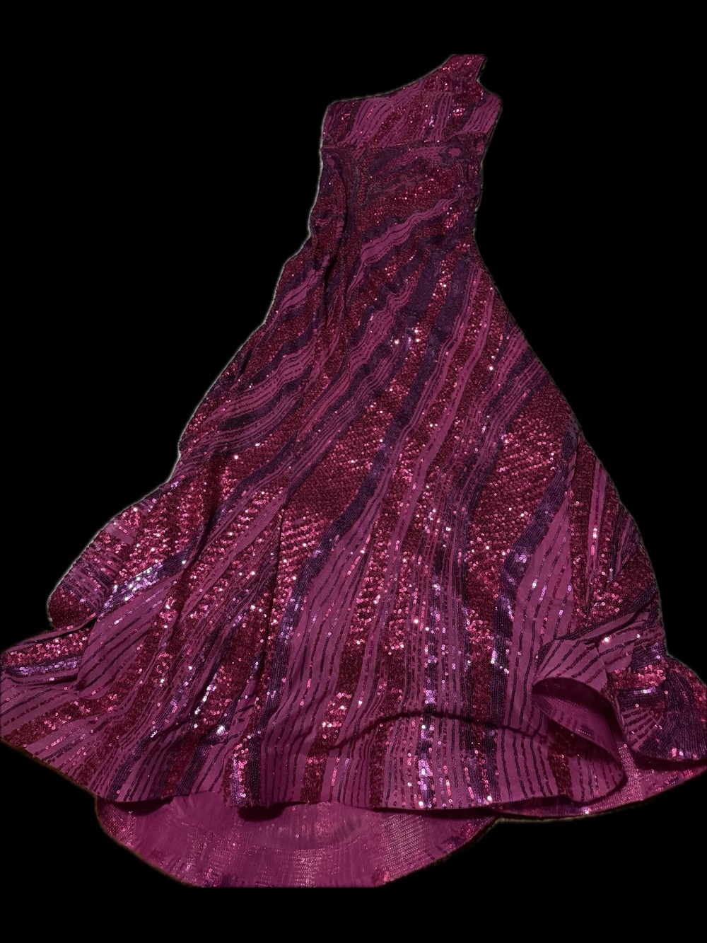 Elegant Fuchsia Sequin Evening Gown - Women's Dress